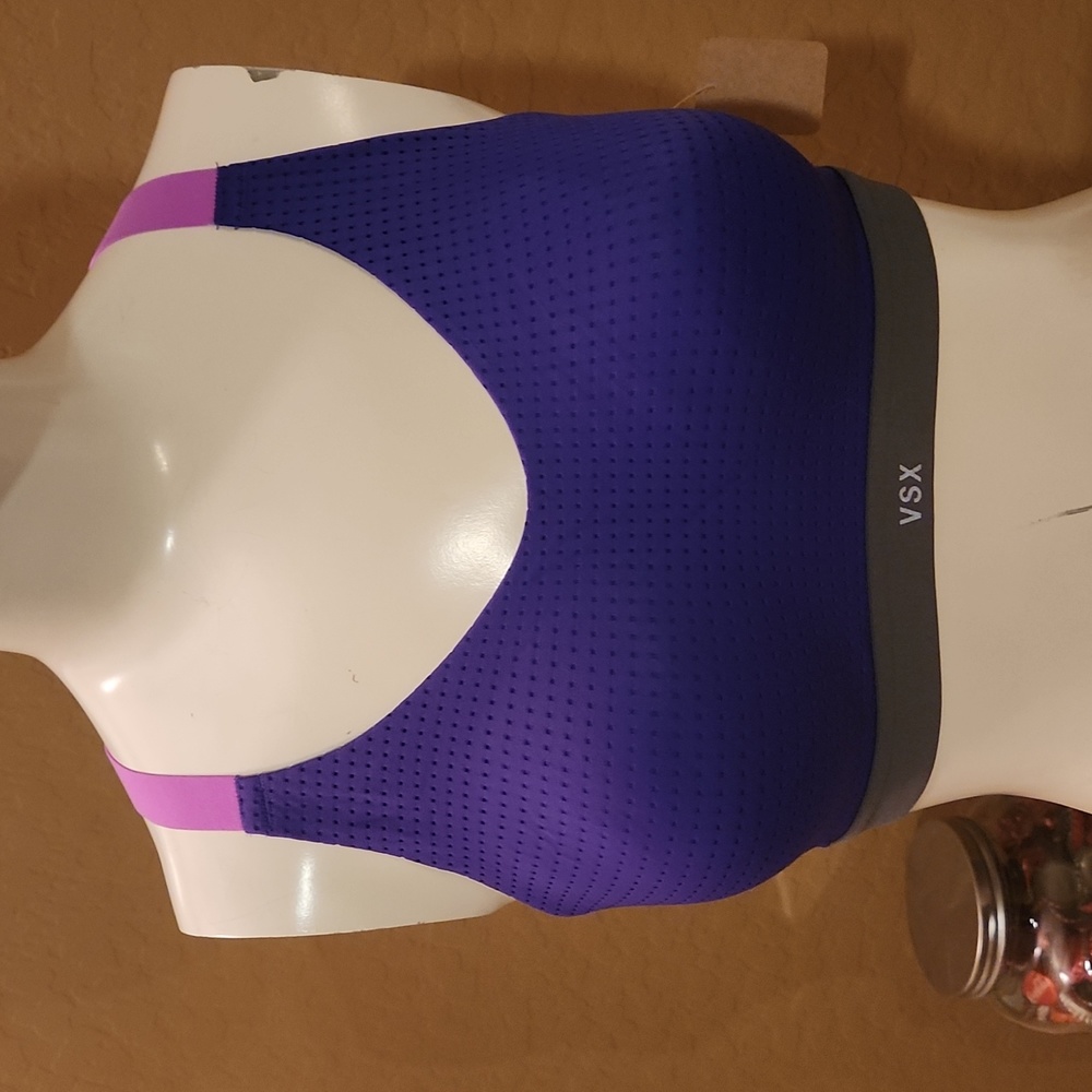 VSX Sport Purple Sports Bra with Hot Pink Straps (0687)